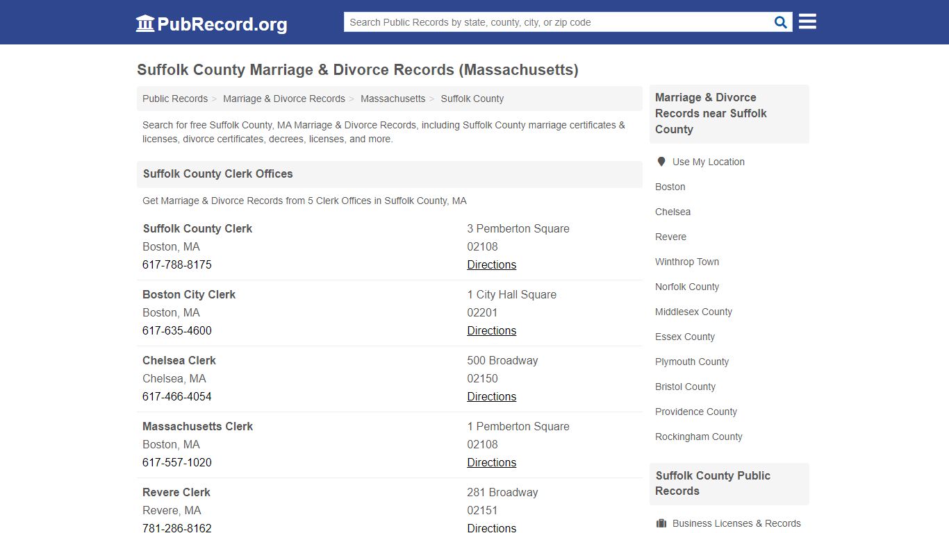 Suffolk County Marriage & Divorce Records (Massachusetts)